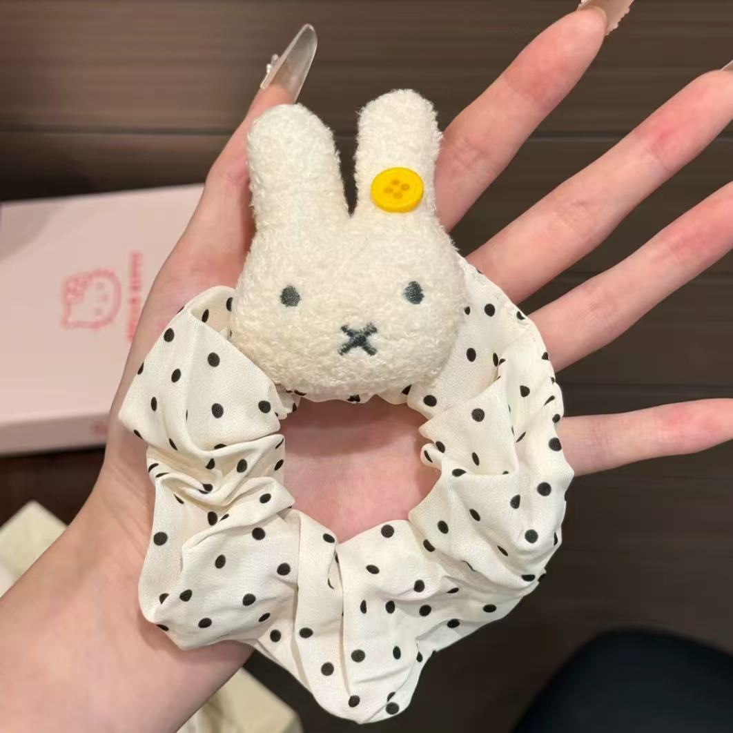 폴카 도트 미피 토끼 노란색 버튼