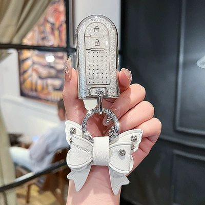 Key Protection Bag Cover — Car key bag - beilu-model-a-smart-2-button-crystal-white-single-shell-bow-diamond-buckle