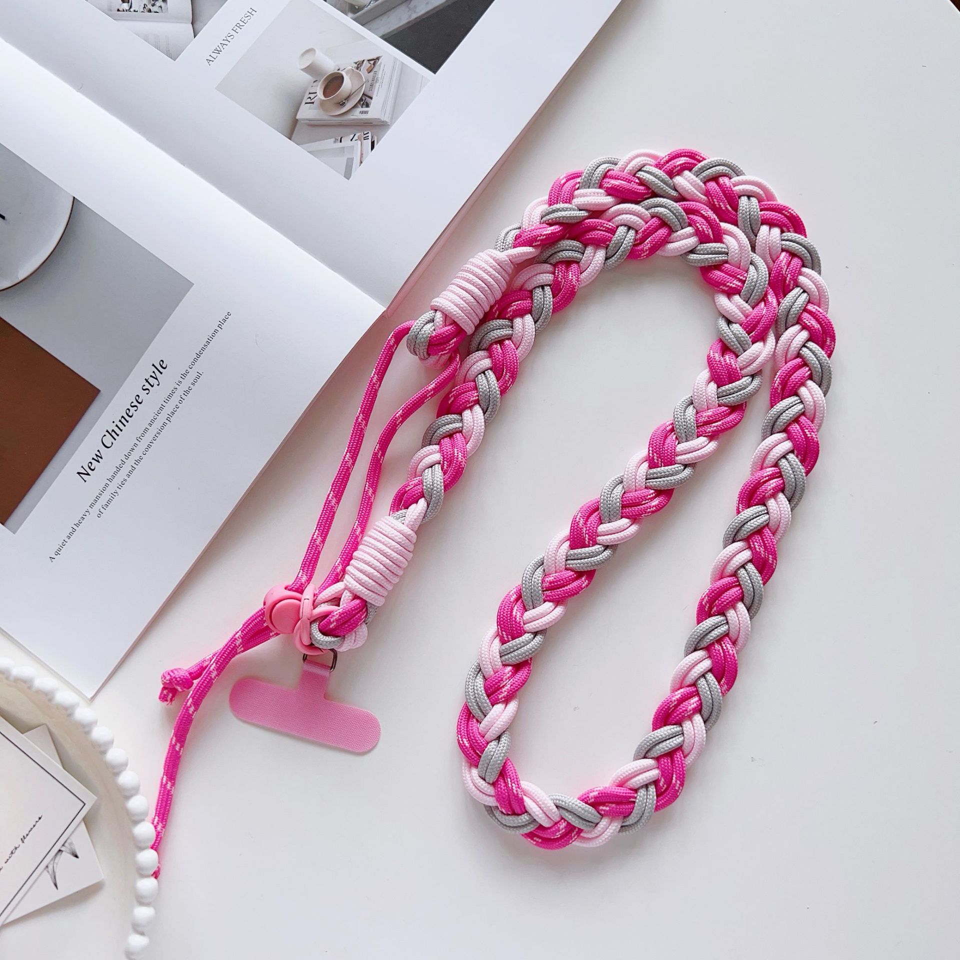 Color trenzado 6 hebras ajustable cuello de teléfono móvil cuello de cuello