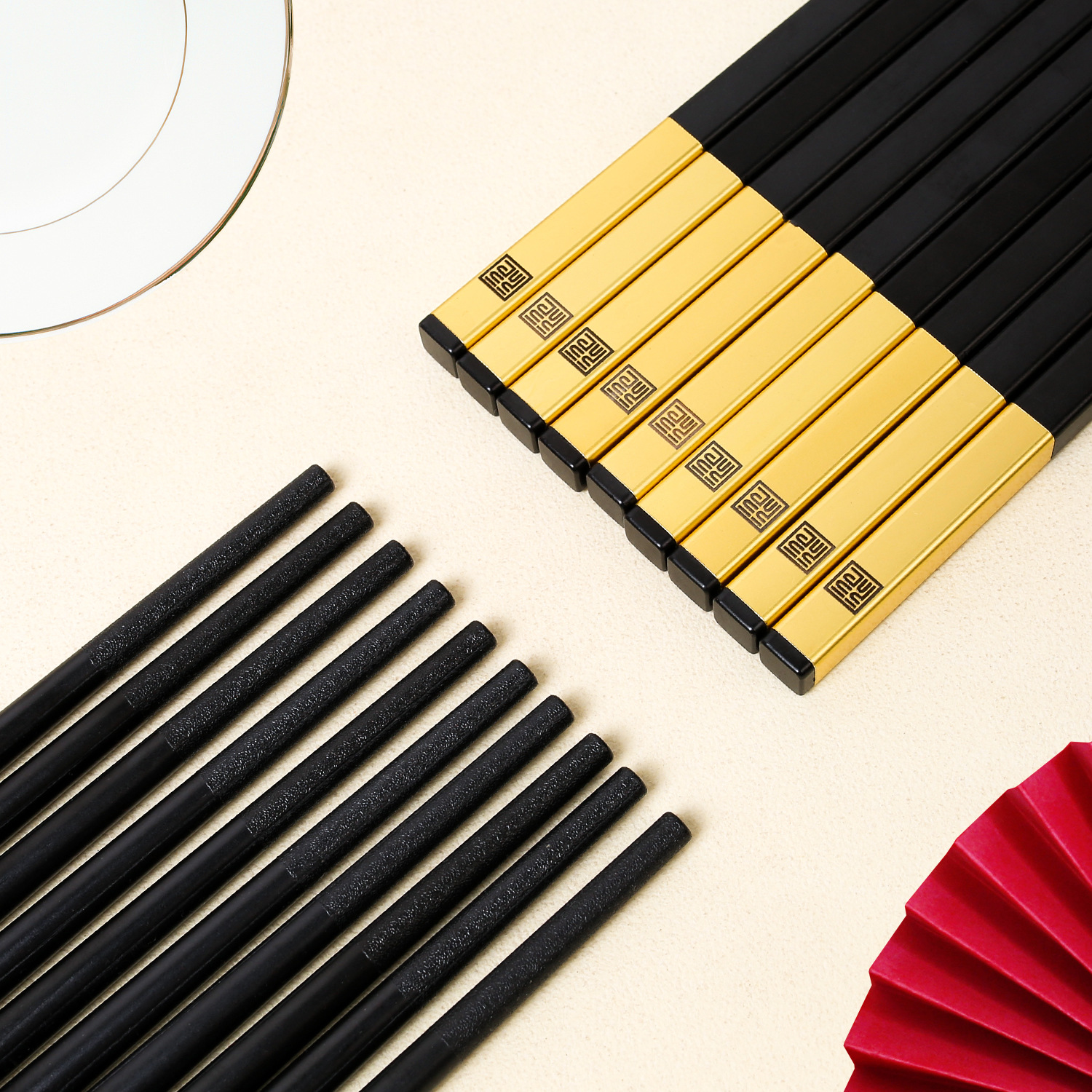 PPS palillos de aleación de regalo rojo estilo chino nacional moda festivo palillos regalo traje en stock letras al por mayor