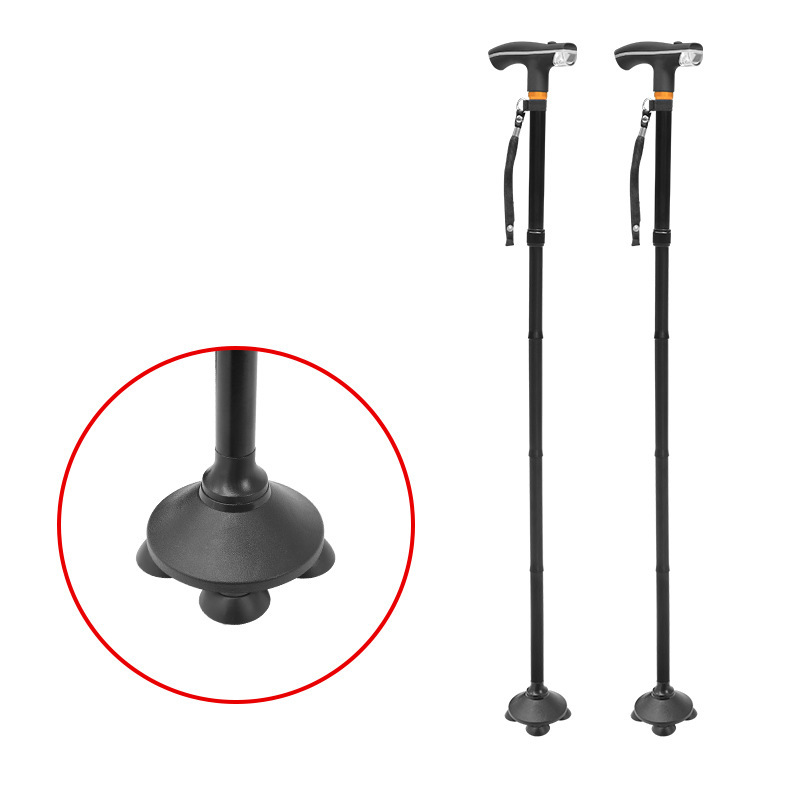 Bastón plegable transfronterizo para los ancianos en stock bastón telescópico con aleación de aluminio ligero bastón auxiliar al aire libre ligero bastón de cuatro patas antideslizante