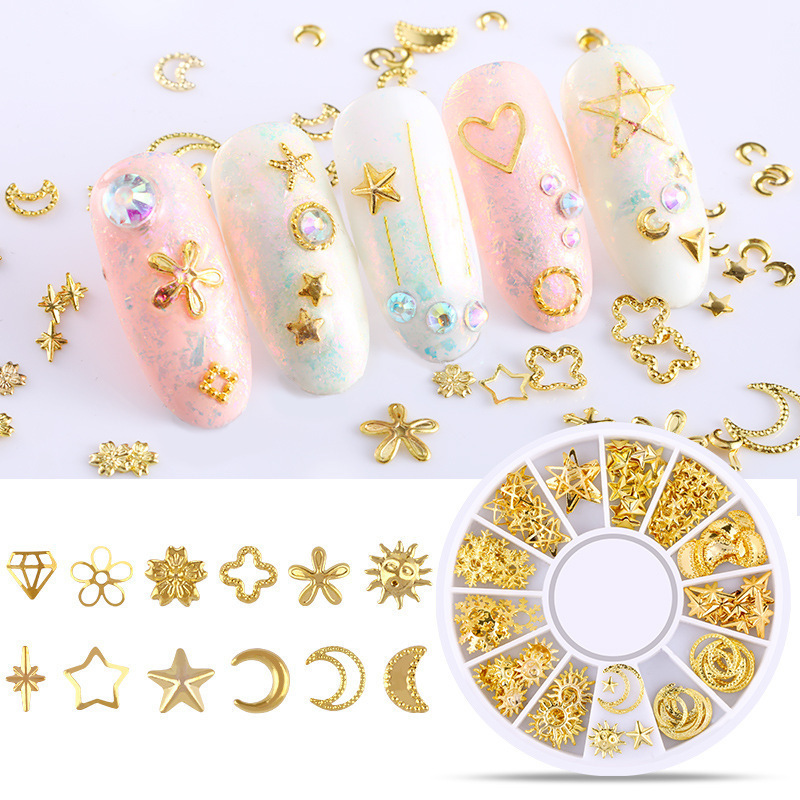 越境爆金ネイルアクセサリー星月リベット日系抜き合金爪装飾リベットアクセサリーメーカー直販|undefined