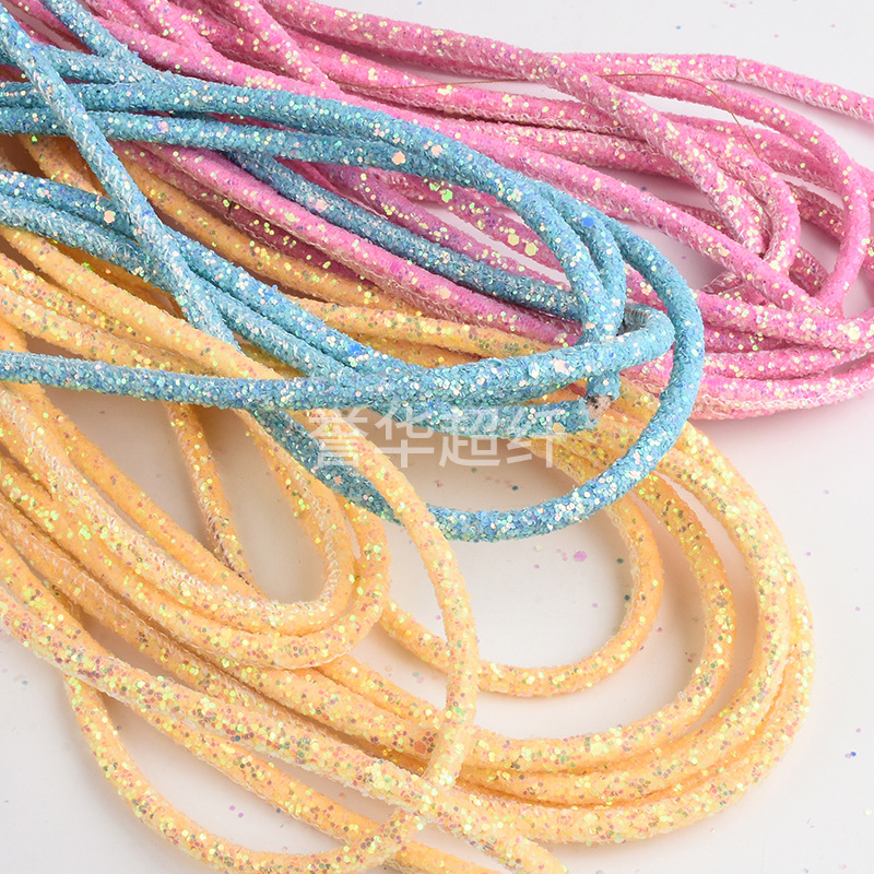 Manufacturer Wholesale Gretel Leather Core-Wrapped Round Cord for Bags and Accessories, Glitter Cord for Leather Core-Wrapped Round Cord