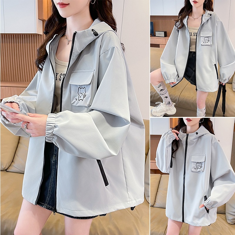 Women's Autumn New Style Windproof Jacket, Loose Fit, Casual, Versatile, Windproof, Sports, Student, Workwear Jacket, Trendy