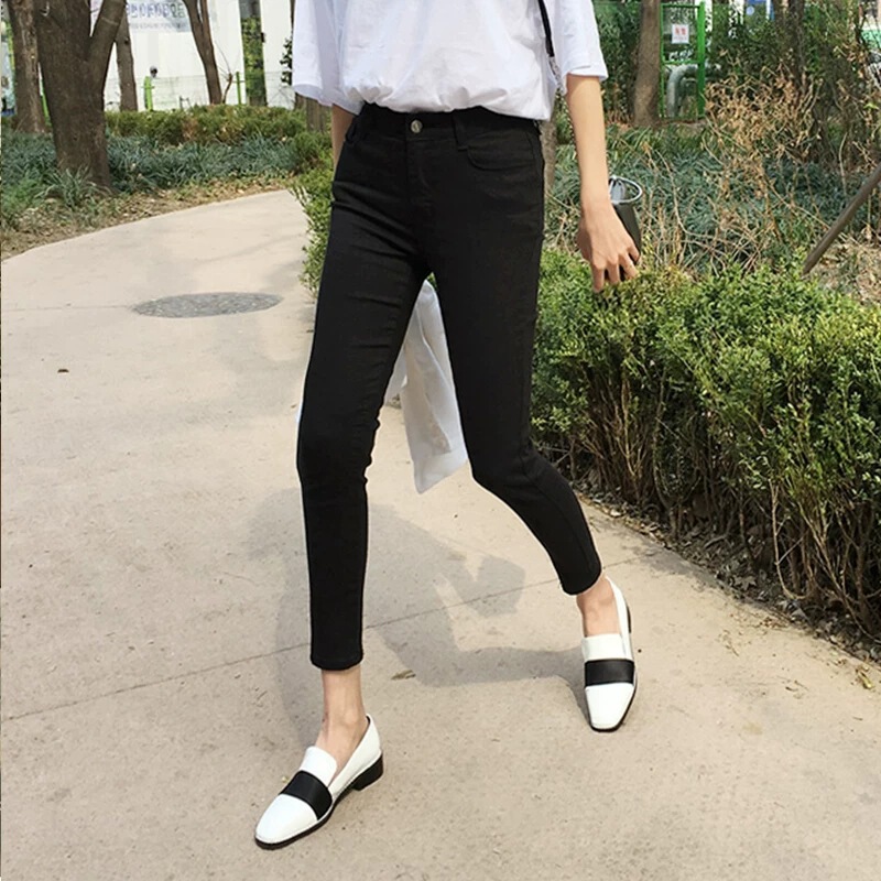 Black Denim Skinny Pants for Women, 2026 Spring New High-Waisted Stretchy Slim-Fit Versatile Slimming Cropped Pencil Pants