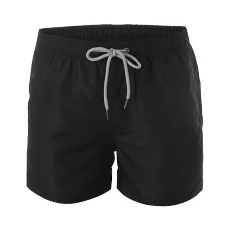 Cross-Border Wish Men's Summer Solid Color Casual Beach Shorts with Pockets and Mesh Lining Swim Trunks
