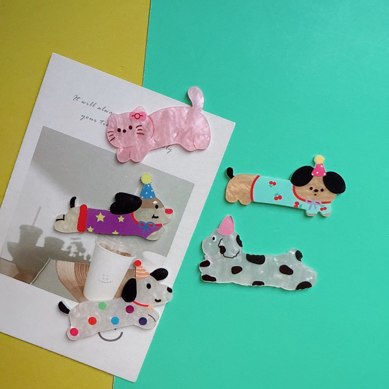 漫画の長い子犬と猫のアクリルアクセサリー弓ナイフとフォーク DIY 帽子手作り携帯電話ケースパッチ靴|undefined