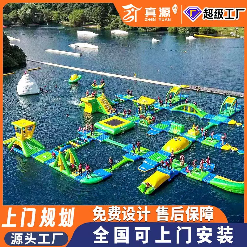 夏季水上气膜户外大型充气水上闯关儿童乐园游乐设备厂家哇噢定制
