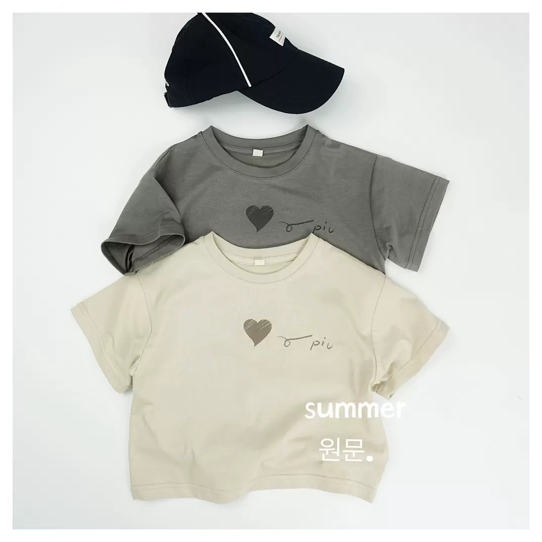 儿童卡通T恤男半袖2025夏季新款小童爱心上衣薄款女宝宝短袖T透气