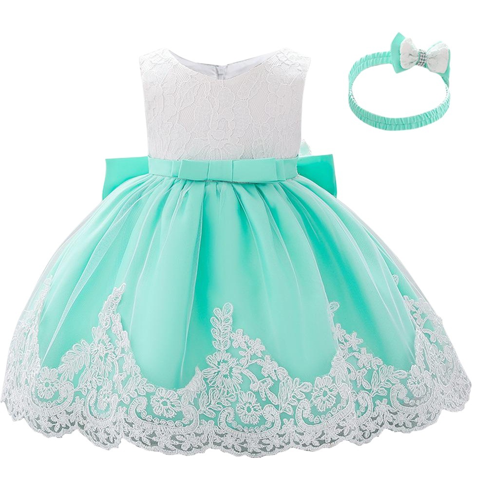 Amazon nueva princesa infantil vestido de los niños arco femenino costura lavado vestido 1-3Y vestido de encaje