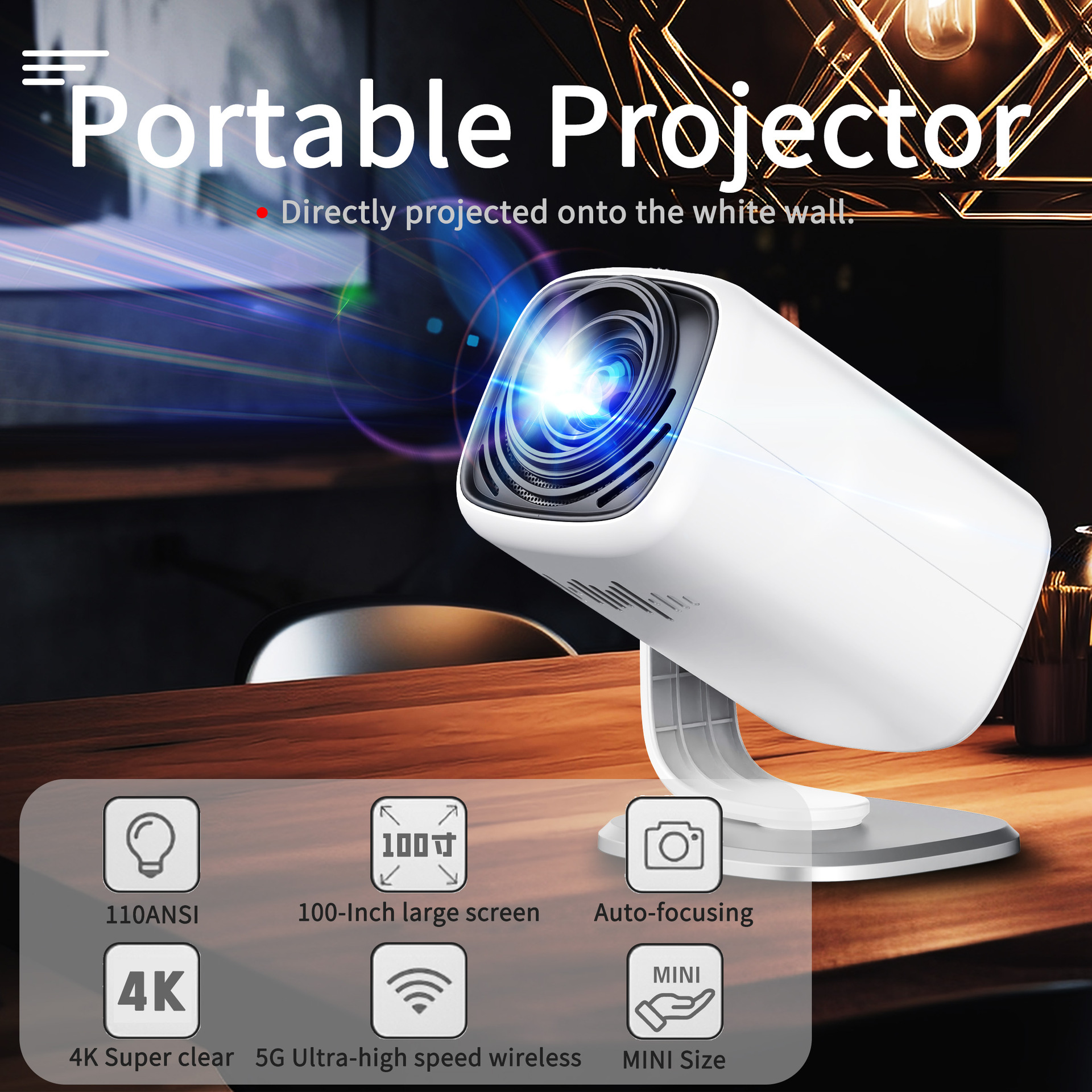 Cross-Border New Yl05A Projector Supports 1080P Android Smart 4K Smart Hy300 Projector Portable
