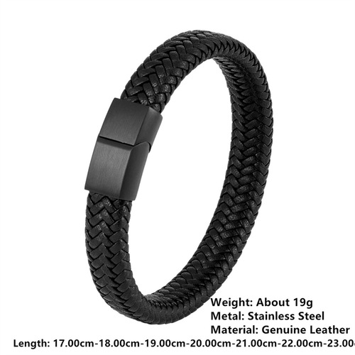 Cross-border best-selling stainless steel genuine leather bracelet retro woven titanium steel bangle factory direct sale