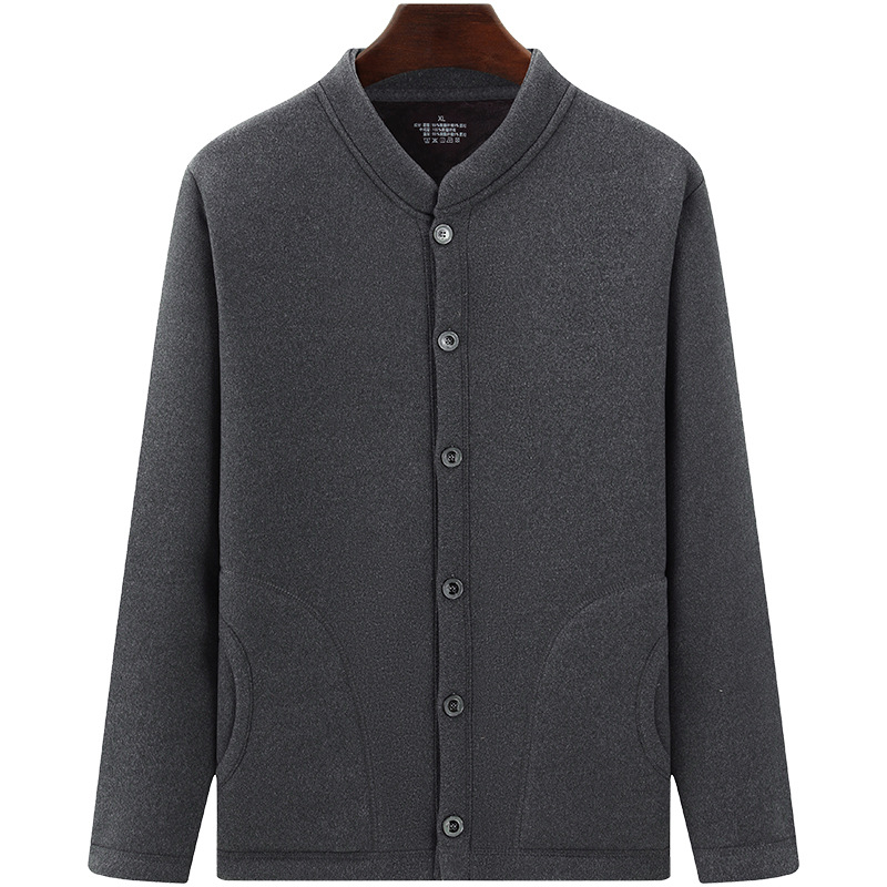 중·노년 남성 벨벳 가디건 따뜻한 노인용 상의, 헐렁한 아우터, 아빠 겨울옷, 두툼한 코트와 면코트