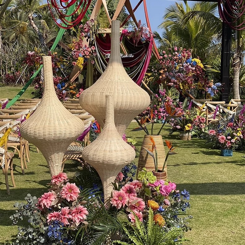 Rattan Floor Lamp Designer Living Room Bedroom Dining Room B&B Club Hotel Japanese Retro Southeast Asian Decorative Lamp