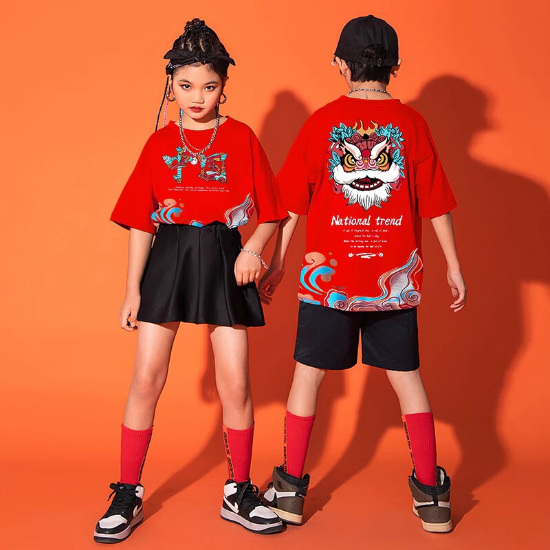 Children's performance clothing Chinese style boys' drum set Hanfu girls' catwalk show cheerleading performance Costume National Fashion