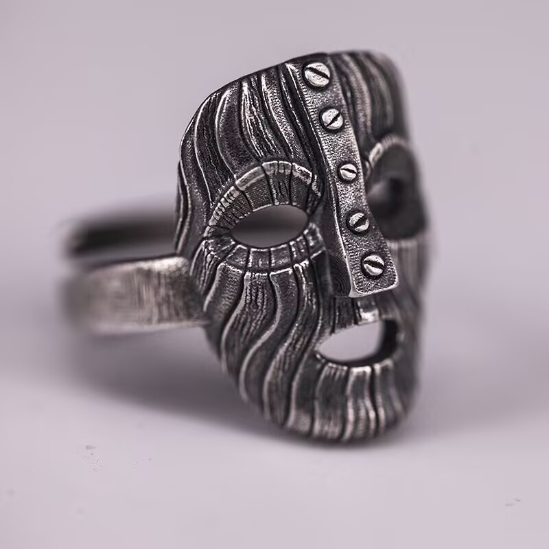 Mask Ring Retro Open Adjustable Face Ring Cross-Border Gothic Punk Skull Men's Ring Wholesale