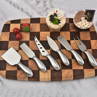 Hollow handle stainless steel cheese knife suit six piece cheese cake knife butter knife pizza jam wipe knife