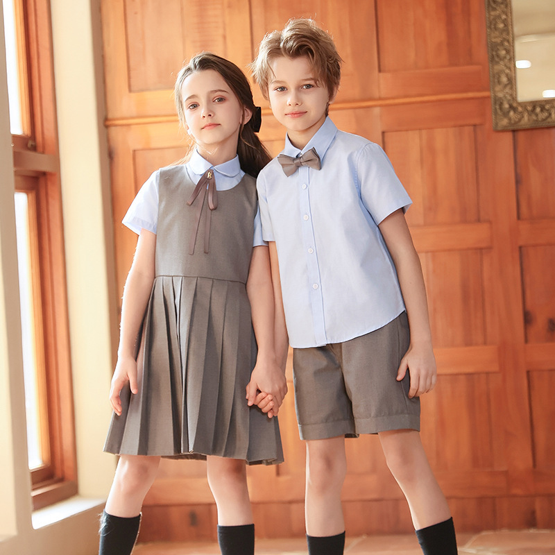 Uniformes escolares de verano para niños, uniformes de coro para estudiantes de primaria y secundaria, uniformes de jardín de infantes, uniformes de clase de estilo universitario británico para niños y niñas