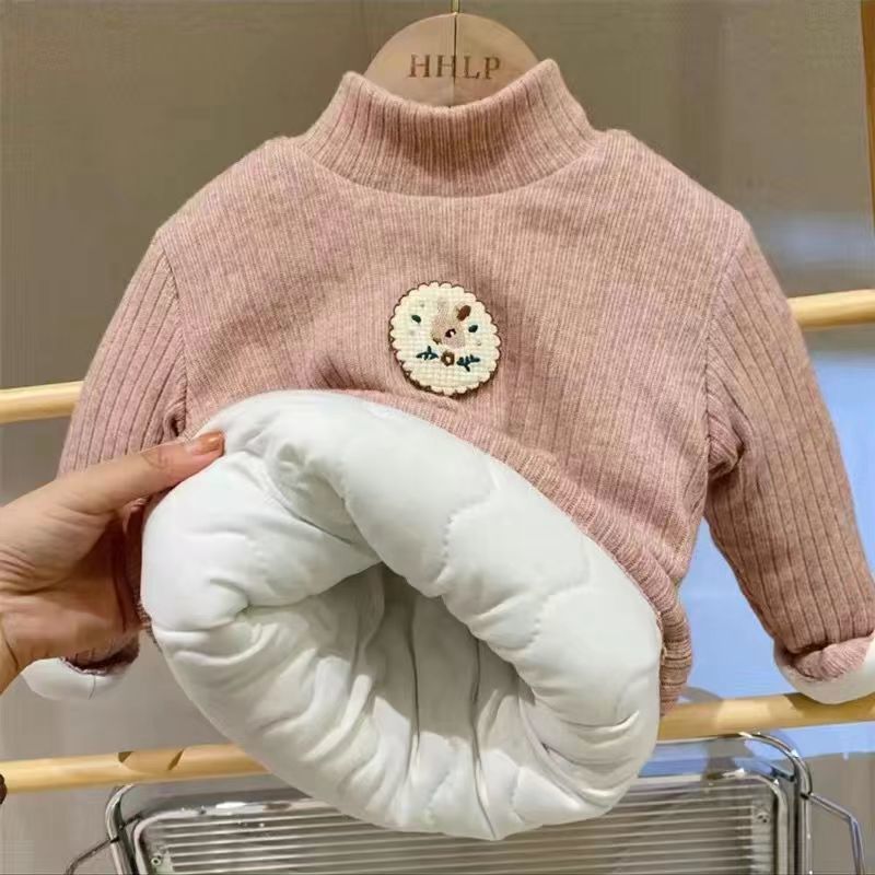 핑크 + 인기 자수 사슴 두꺼운 면 코트