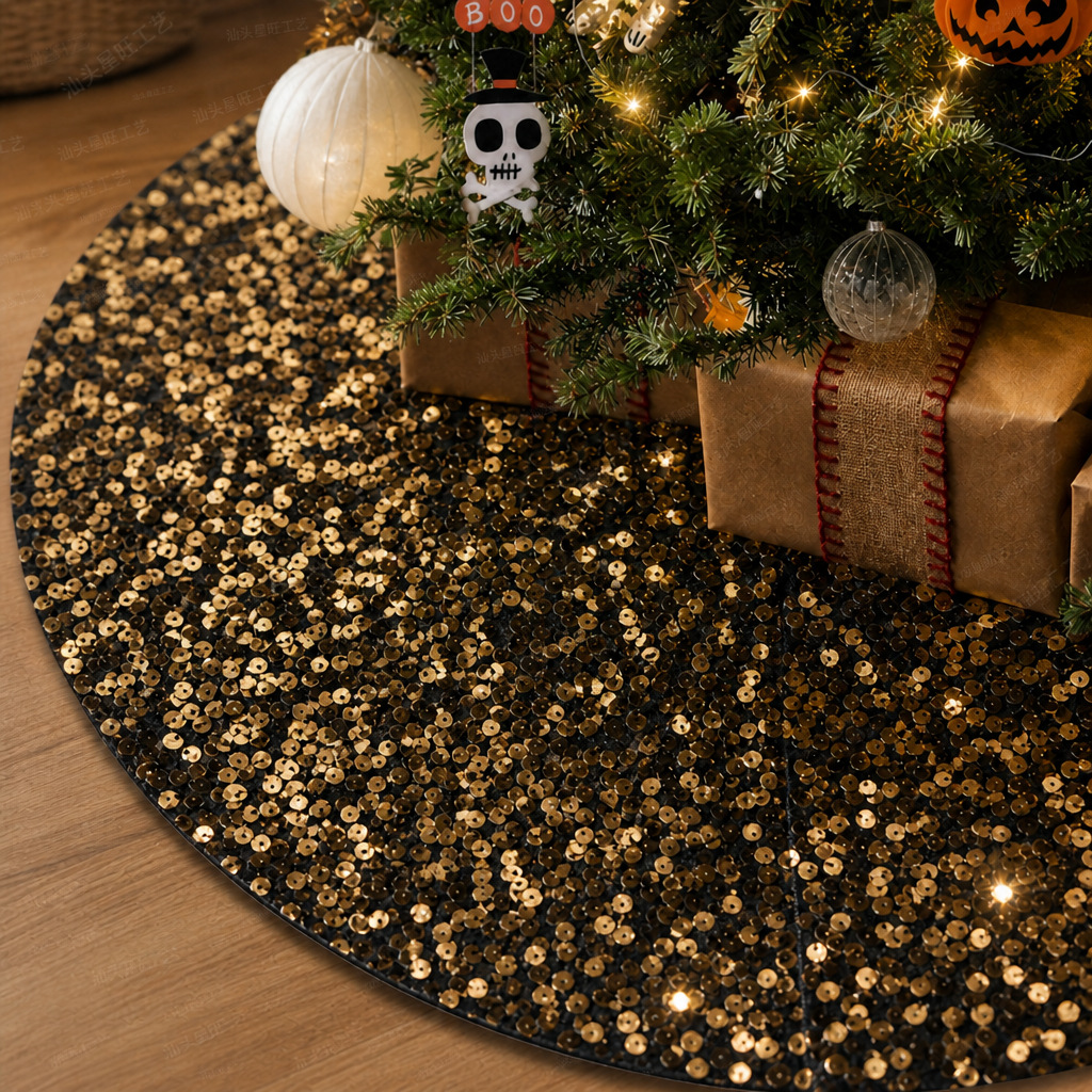 Halloween transfronterizo de alta calidad brillante falda de árbol delantal amarillo creativo atmósfera de vacaciones accesorios de árbol decoración