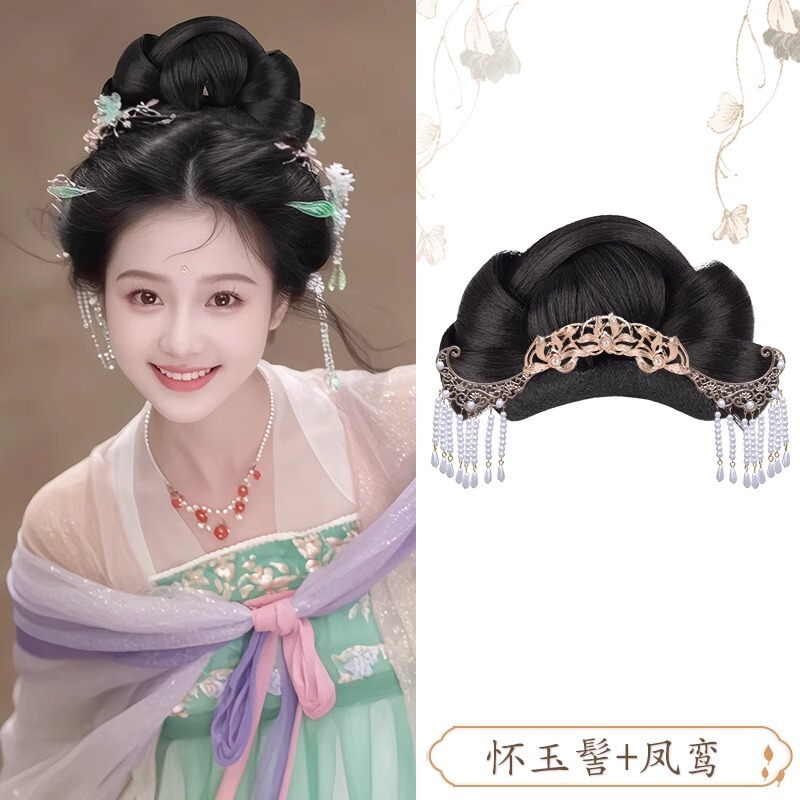 汉服假发古风一体式全发丝发包明制唐风古装发髻盘发造型垫发包女|undefined