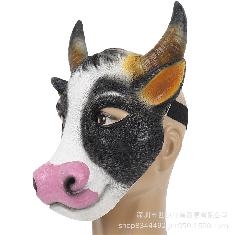 Cruzar la frontera de Halloween máscara de vaca bola Fiesta de la barra de la fiesta de la tarde divertido animal cabeza cubierta Toro Diablo máscara