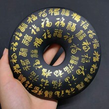 泰山玉百福平安扣墨玉石敢当玉石摆件家用客厅办公室乔迁工艺装饰