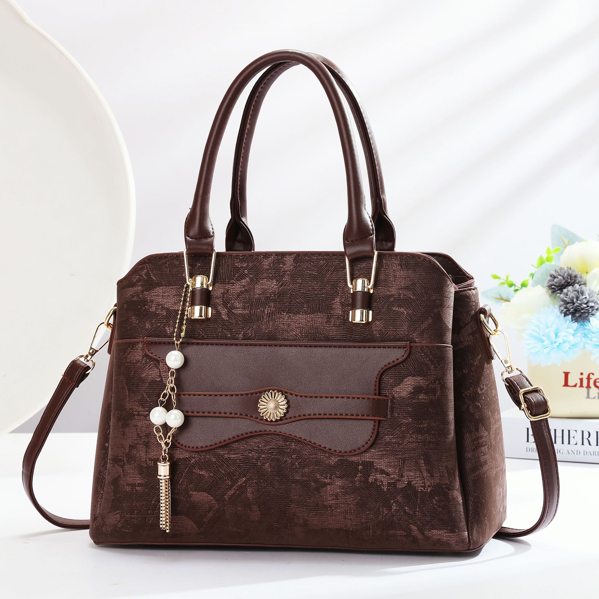 Casual de moda colgante bolso de mano temperamento atmósfera textura mochila de viaje diario mochila Handbag