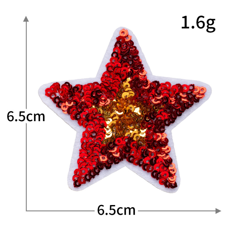 カラフルなスパンコールブティック刺繍布ステッカー五芒星シリーズコンピュータ刺繍衣類アクセサリー粘着装飾バッジ|undefined