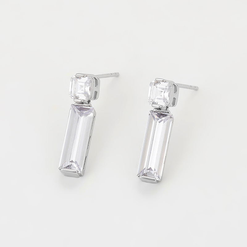 Xuping simple geometría cuadrada brida pendientes de aleación de cobre chapado en blanco inswind nicho personalidad orejas casuales para mujeres