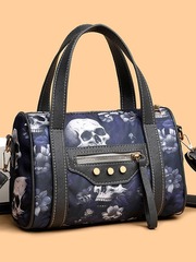 跨境2024夏季新款個性骷髏印花手提包小眾百搭單肩包高級感斜挎包