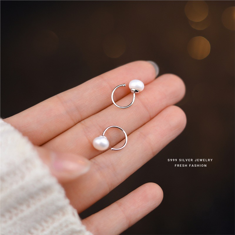 Perlen Ohrhänger S999 Sterlingsilber Süßwasserperle Luxus_voghion.com
