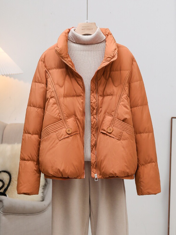 Lightweight down Jacket for Women 2025 Autumn and Winter New Korean Style White Duck down Small Stand Collar Short Fashionable Jacket