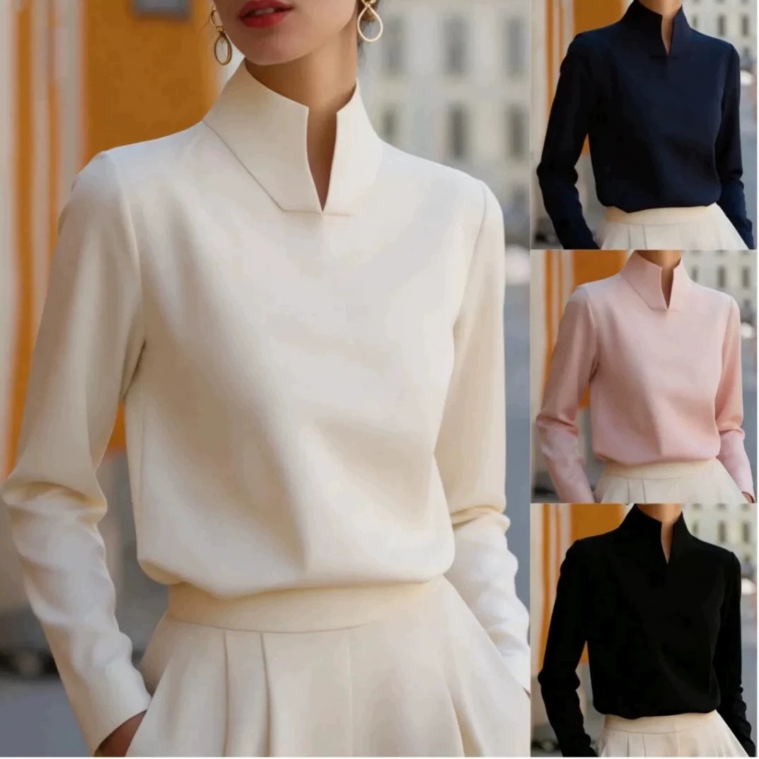 2026 New Amazon Cross-Border Independent Station Foreign Trade European and American Fashion Casual Stand Collar Shirt Top Women's Hot Item