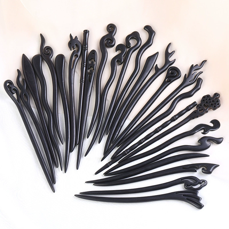 Фиолетовый сандаловый черный шпильки из сандалового дерева Древний стиль головастики высокого уровня Новый китайский деревянный ханьфу аксессуары для волос