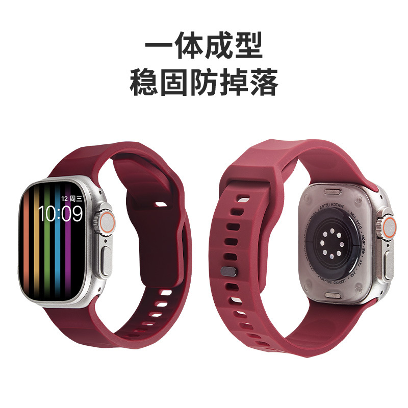 情侣运动硅胶表带 适用于苹果手表Ultra /7/8代se 波浪方扣手表带