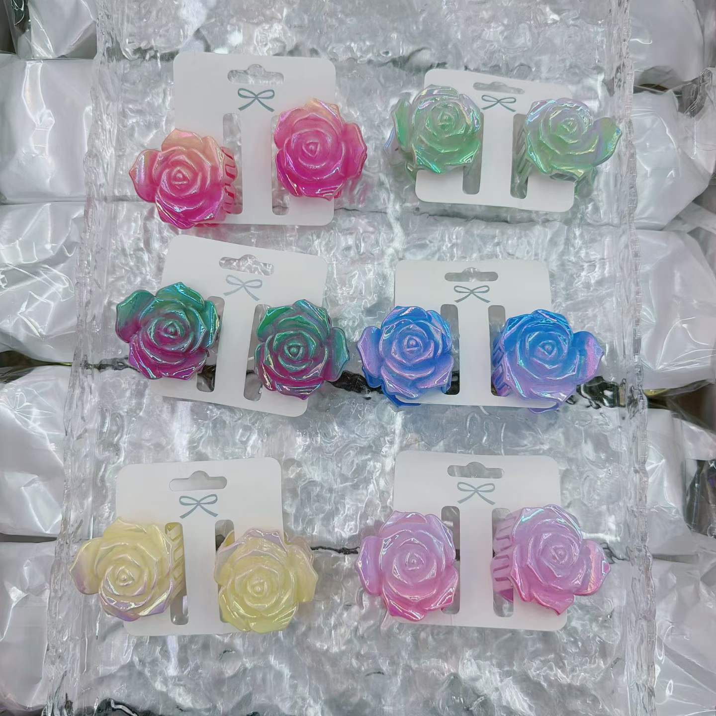 Europa y los Estados Unidos explotaron 8CM huevo flores clip de cabello de alta calidad para mujeres agarrar el cabello de tiburón color caramelo transfronterizo agarrar clip de cabello