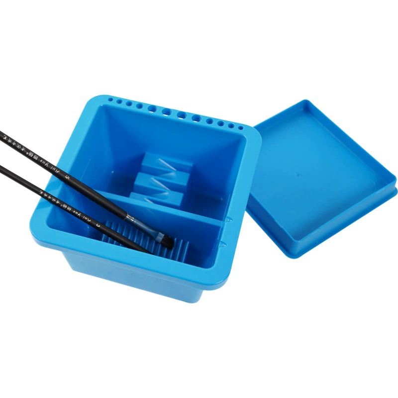 Окрашенная Юэ Многофункциональная коробка для мытья карандашей Квадратный пластиковый резервуар для мытья карандашей Акварельное ведро для гуаши Картина маслом для студентов-художников