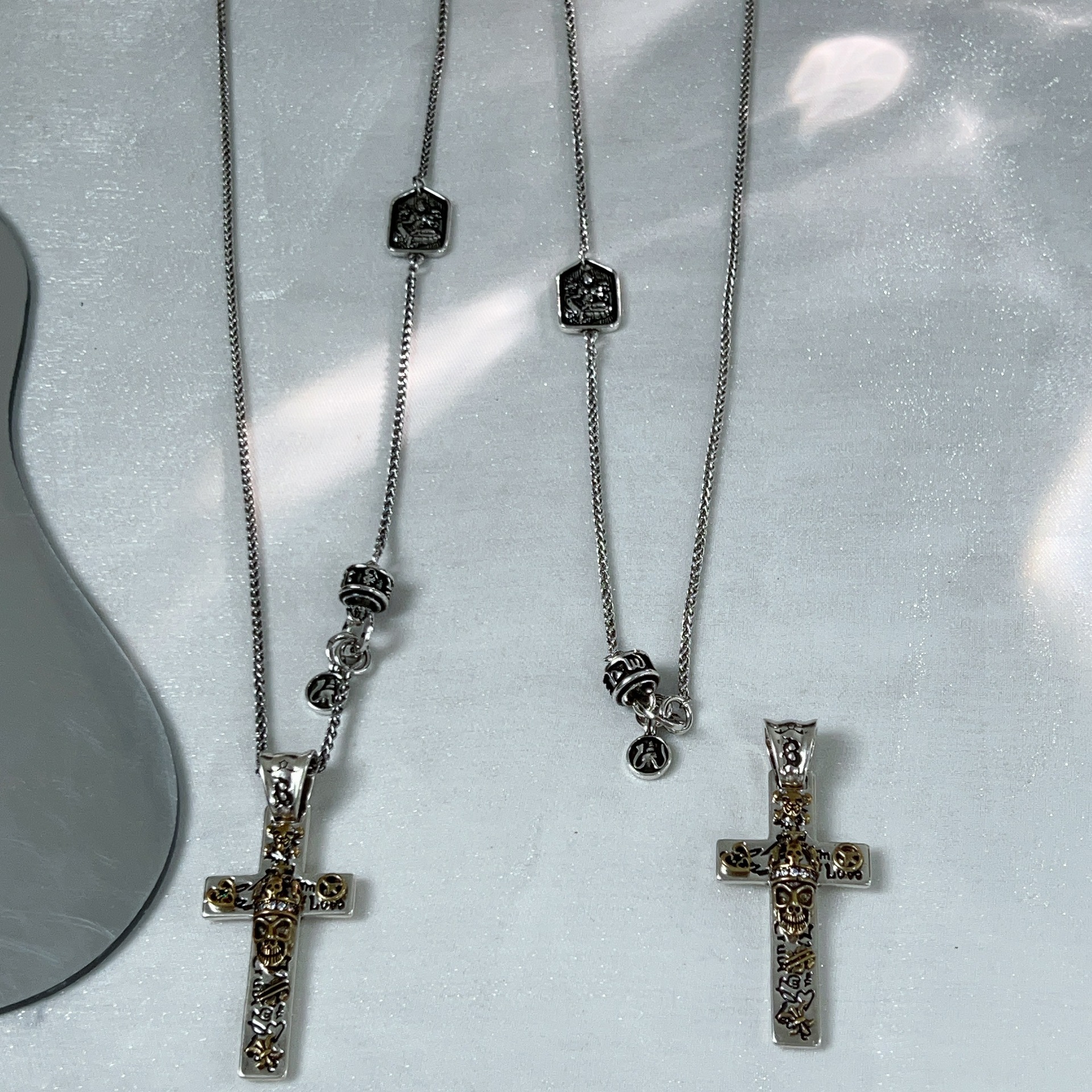 Nuova collana con ciondolo a forma di croce con teschio scuro da uomo, semplice e alla moda, con catena per maglione hip hop_voghion.com