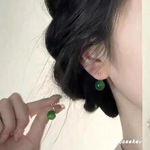 绿玛瑙真金电镀春季新款新中式宫廷风耳钉耳环耳饰女批发