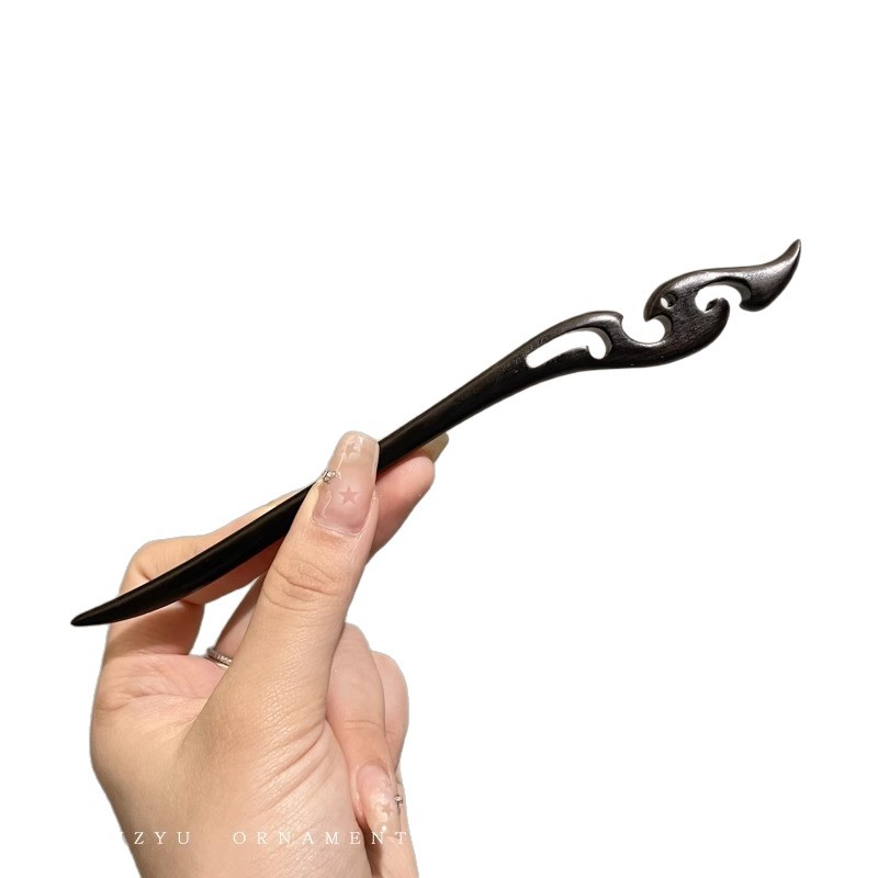 Horquilla de ébano de estilo antiguo para mujer, sentido de alta gama, nuevo estilo chino, cabello con flecos, horquilla, falda de cara de caballo, cabello, horquilla, tocado