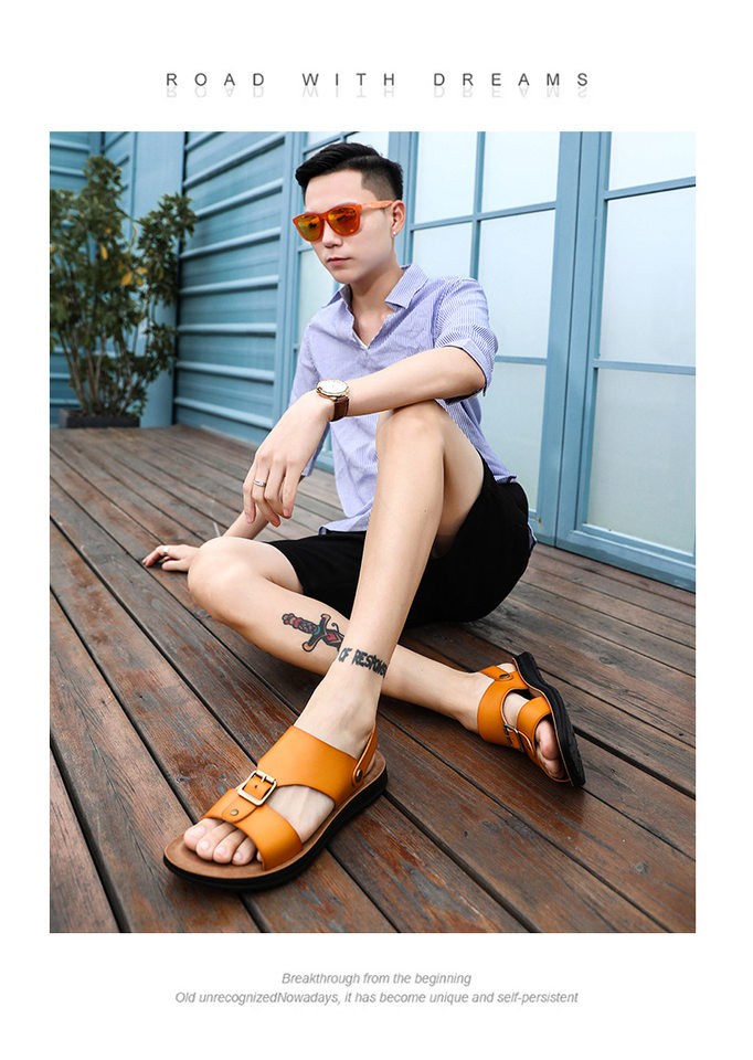 Dép sandal nam quai ngang hở ngón thoáng khí kiểu Hàn Quốc đi biển và dạo phố — Màu trắng, Đen toàn bộ, Đỏ rượu chi tiết 3