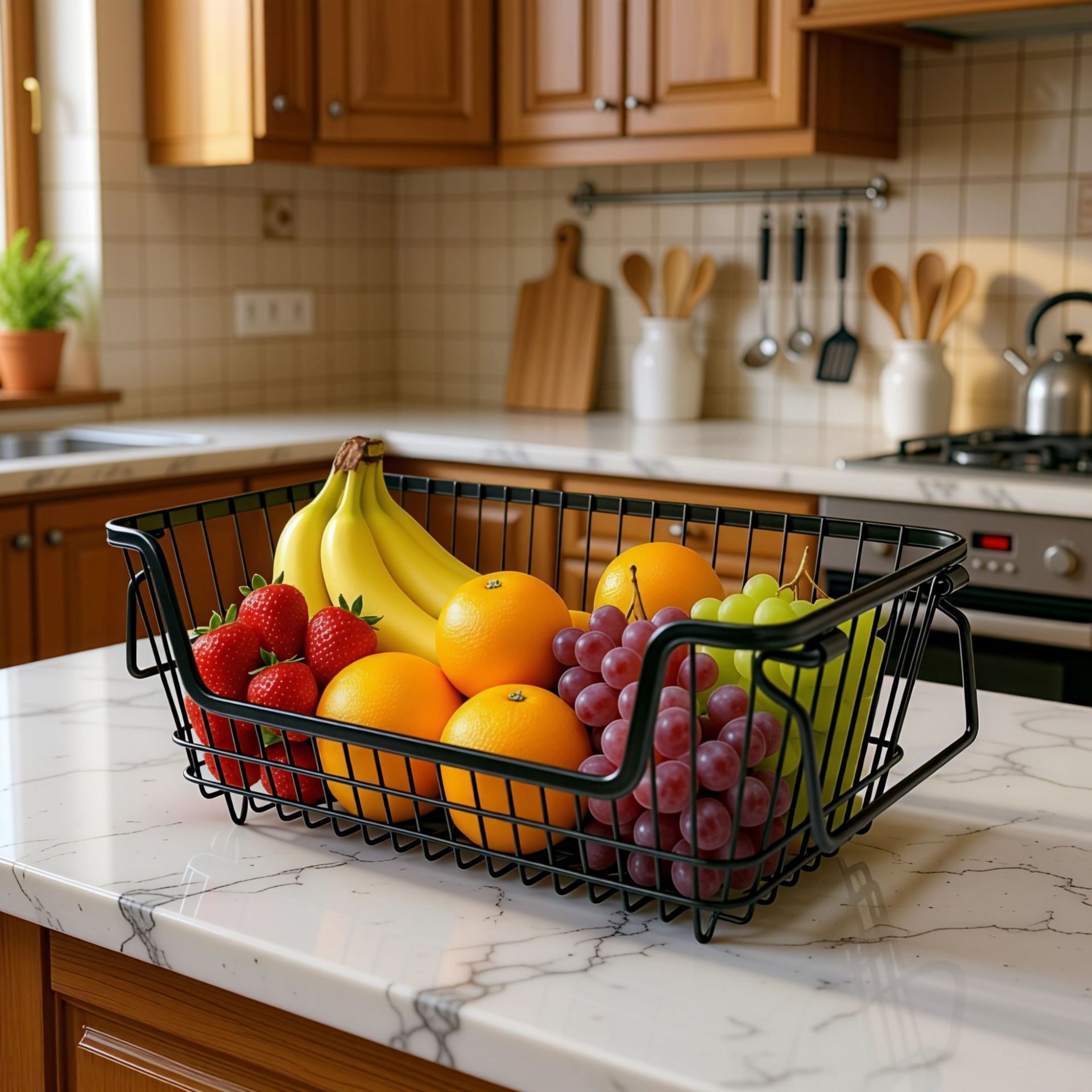 Cestas de almacenamiento de hierro forjado en el hogar escritorio creativo canasta de bocadillos canasta de cocina casera canasta de frutas almacenamiento simple