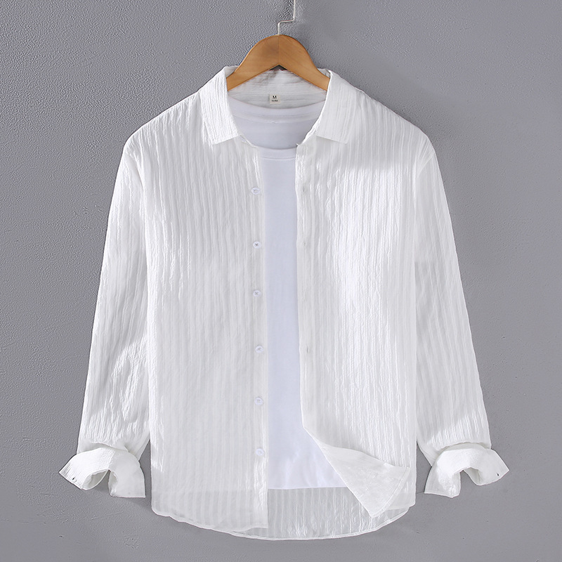 2321 fresh basic artistic solid color long-sleeved shirt artificial cotton thin all-match shirt one-piece delivery New 2321 fresh basic artistic solid color long-sleeved shirt artificial cotton thin all-match shirt one-piece delivery New