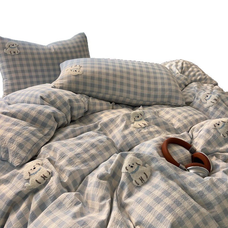Clase A ropa de cama Yun柔o hilo de cuatro piezas conjunto 2025 nueva sábanas cubierta cubierta de colcha un solo conjunto de tres piezas dormitorio de estudiantes 4