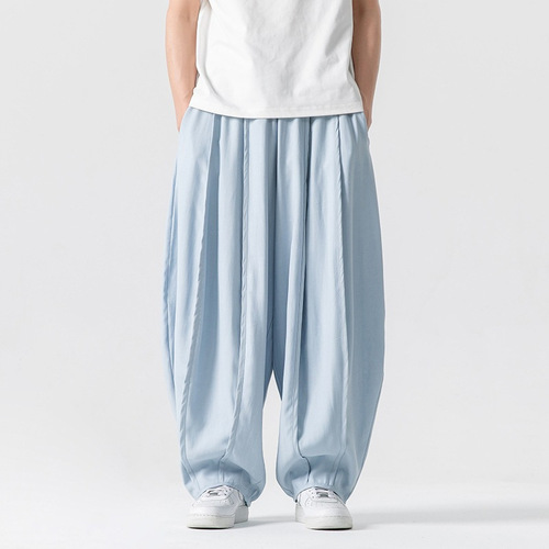 International trade work pants, Tang suit wide-leg radish pants, American hip-hop retro ethnic cotton linen Kung Fu pants