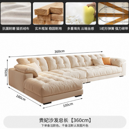 奶油风布艺沙发小户型客厅家用简约轻奢科技布艺沙发直排云朵沙发|undefined