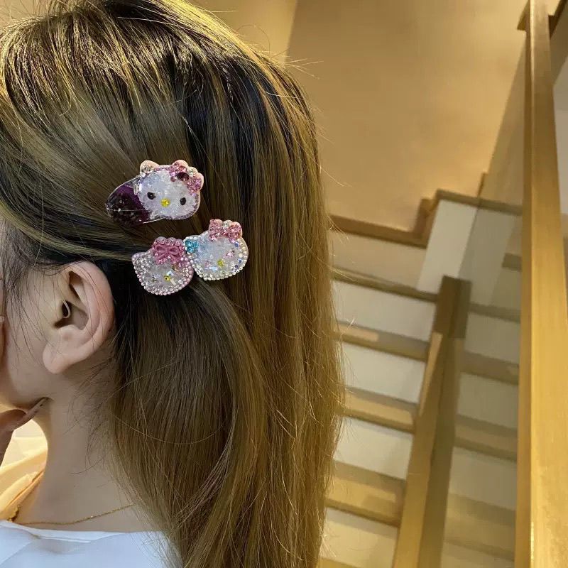 ダイヤモンド前髪がいっぱいの新しいかわいい猫のヘアピン、髪飾りクリップ、サイドヘッドドレス、女の子の新しいヘアアクセサリー|undefined