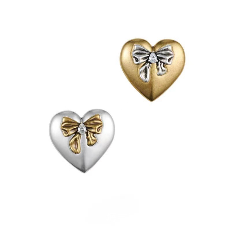 1 Piece Quantity Holiday, Daily Occasion Copper Material 1 Piece Casual Simple Style Heart Shape Bow Knot Copper Ear Studs