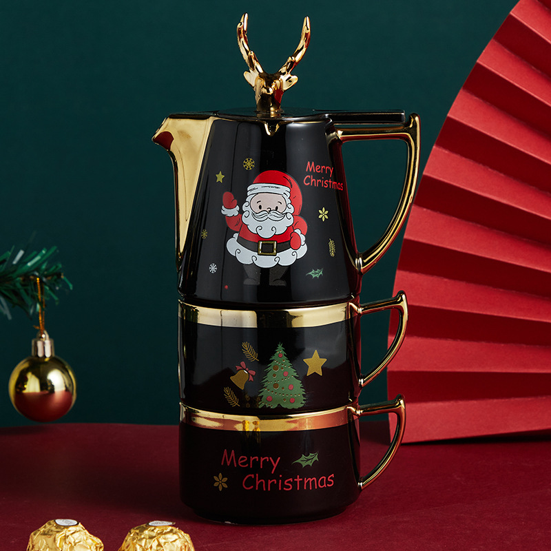 Taza de cerámica nórdica tetera diosa Festival regalo Navidad alces taza de té traje hogar regalo soporte logo